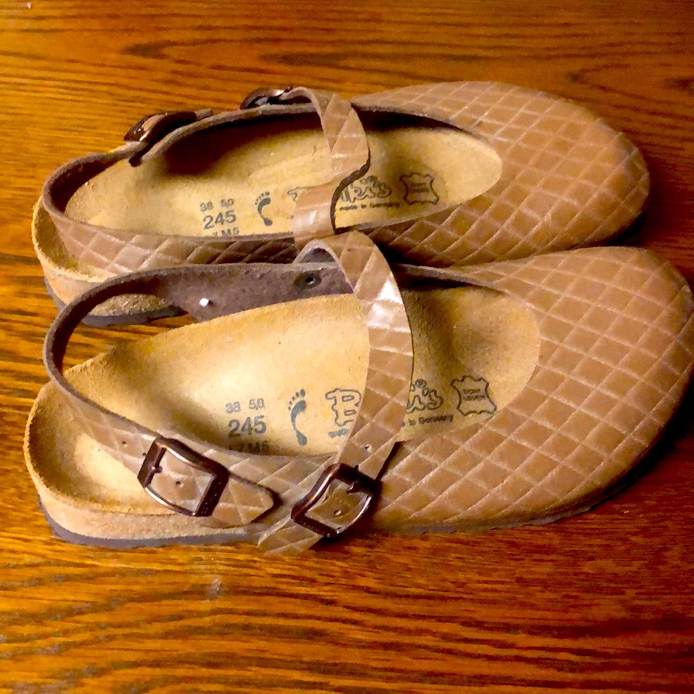 Brown Birkenstock slip on shoes